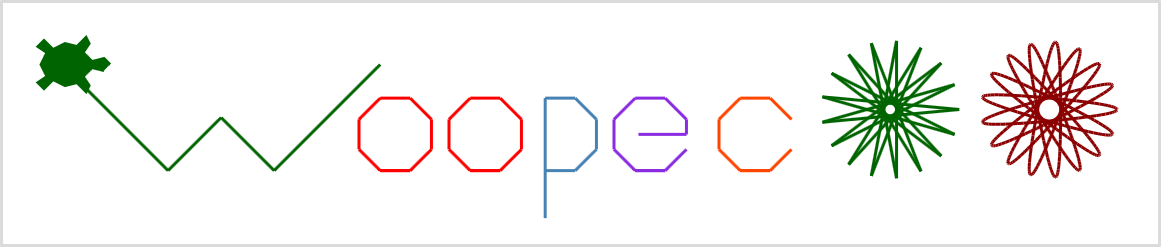 Woopec: Drawing the word Woopec with C# Turtle Graphics