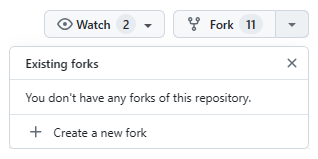 Screenshot of the 'Fork' menu of GitHub