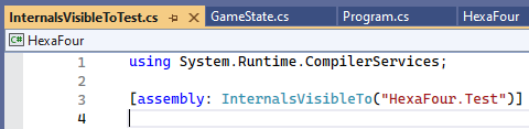 C# file which is setting assembly: InternalsVisibleTo to make the internals testable by automated tests