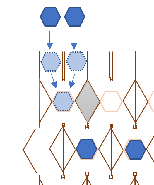 Drawing of the first game idea with lots of lines and hexagons.