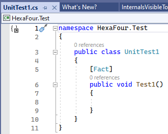 Example of an xUnit test class and test method